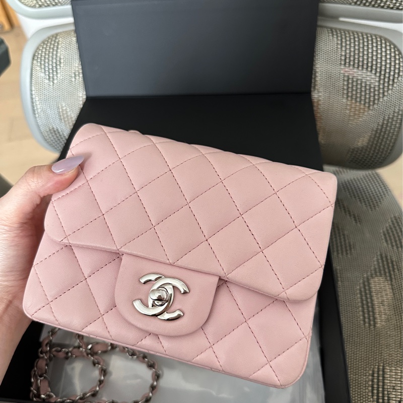 Chanel Mini cf17粉色方胖 法國製-13