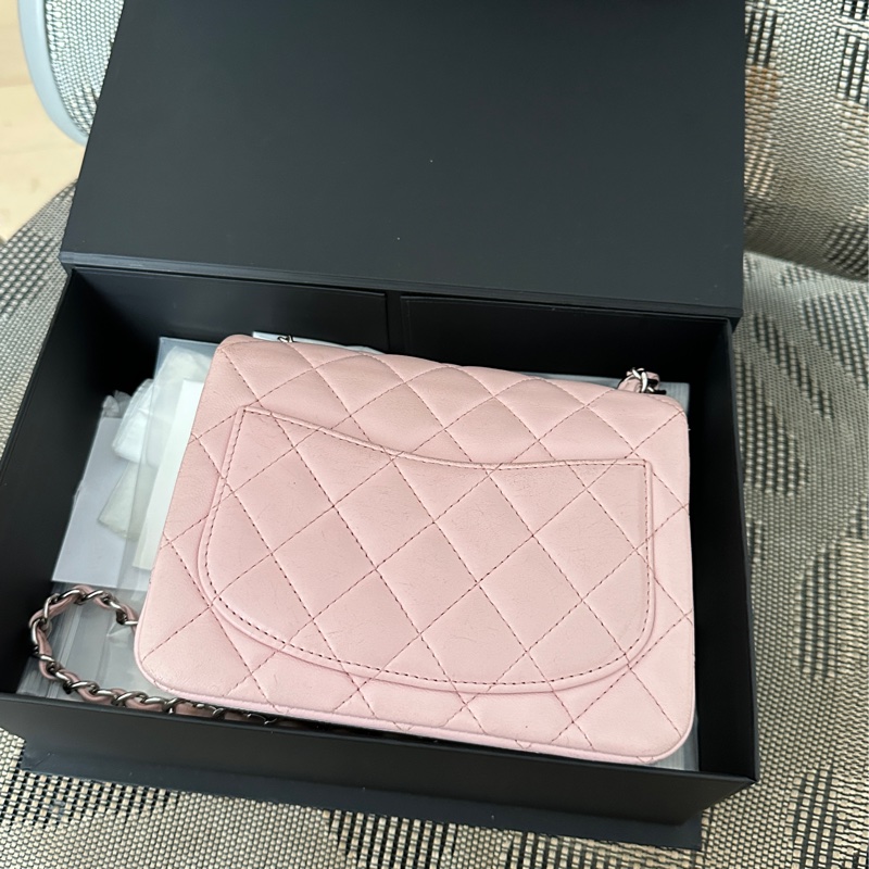 Chanel Mini cf17粉色方胖 法國製-14