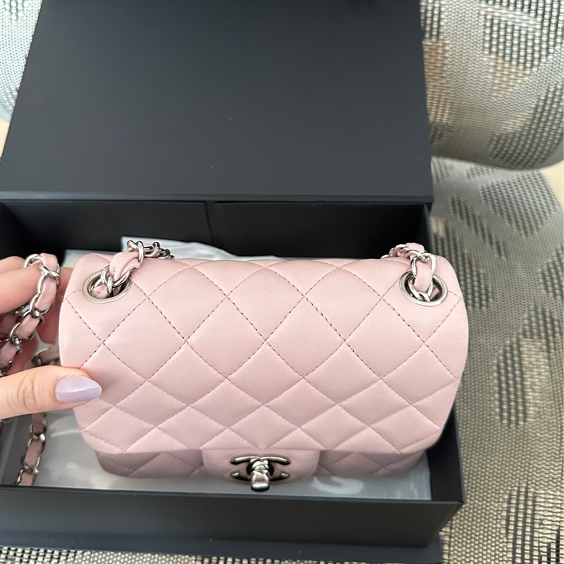 Chanel Mini cf17粉色方胖 法國製-15