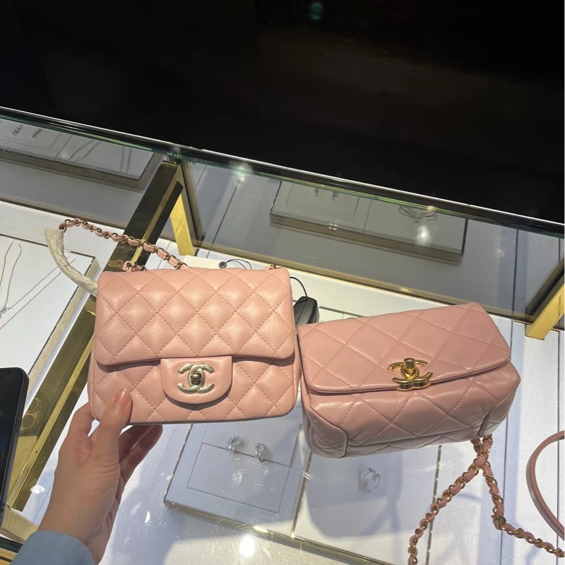 Chanel Mini cf17粉色方胖 法國製-3