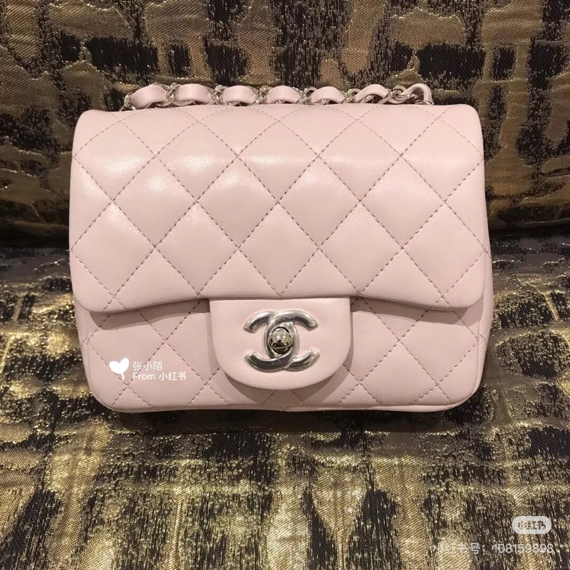 Chanel Mini cf17粉色方胖 法國製-4