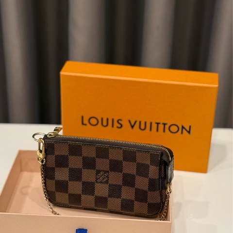 LV 棋盤格一字Mini麻將手提包