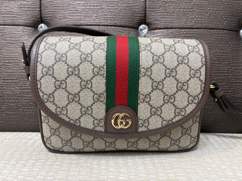 Gucci PVC咖牛皮Ophidia斜背包（附寬背袋）-1