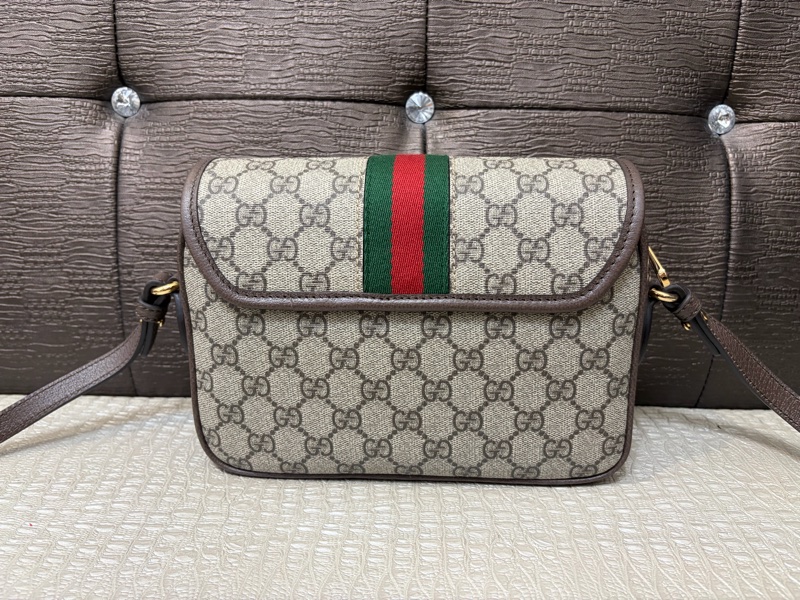 Gucci PVC咖牛皮Ophidia斜背包（附寬背袋）-2