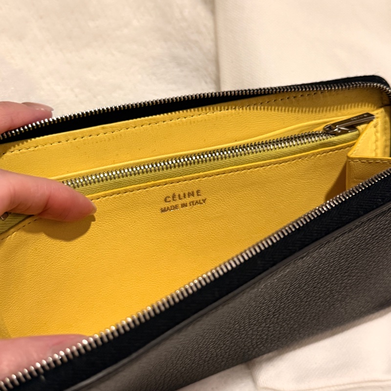 Celine 長夾 黑配黃內裡 💛-7