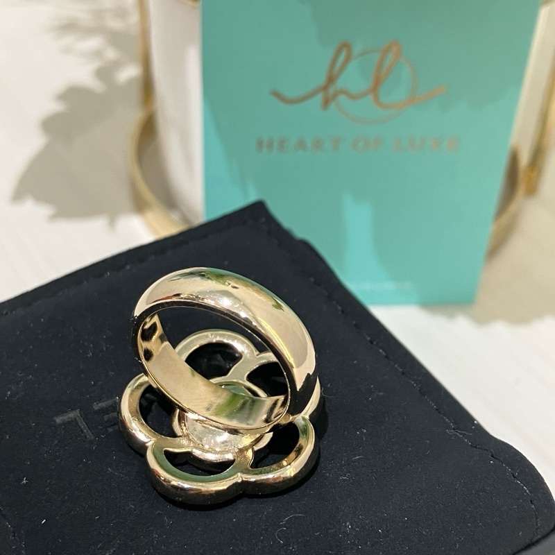 TK1928 香奈兒 山茶花 水晶戒指 Camelia Crystal Hologram Logo Ring Crystal x GHW-13
