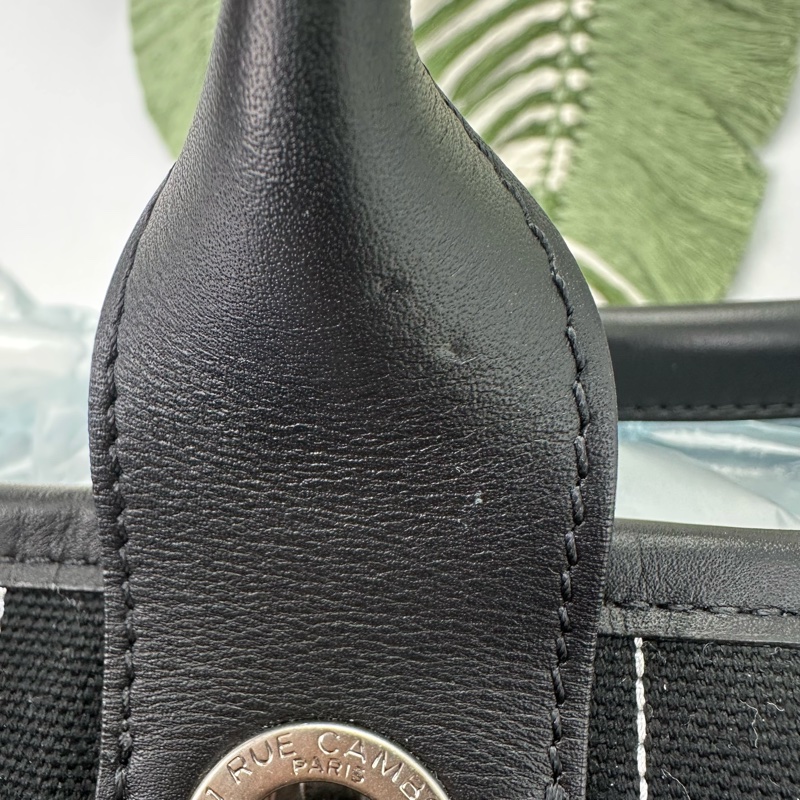 CHANEL 23P Deauville 黑白色銀扣沙灘Tote bag 晶片款-8