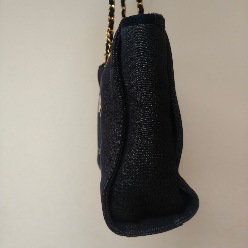 【8成新】㊣✨CHANEL✨（附防塵袋）香奈兒 老香 小香 藍色 牛仔 雷標 中號 沙灘包 托特包 肩背包/二手包/二手精品🌳二手樹屋🌳-3