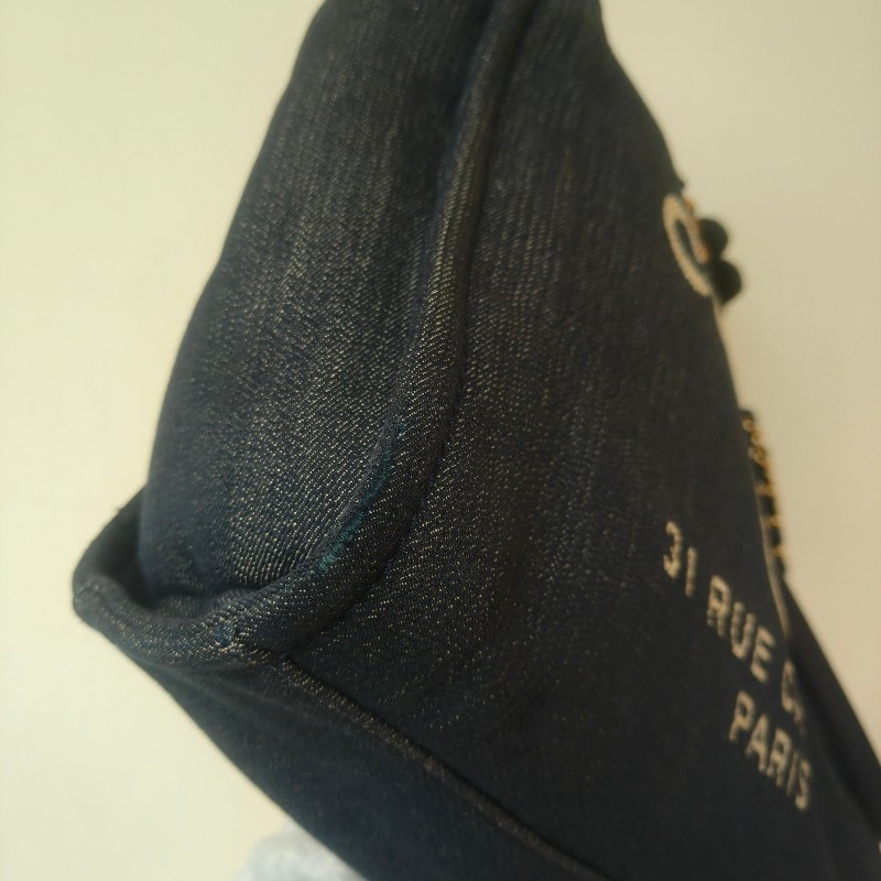 【8成新】㊣✨CHANEL✨（附防塵袋）香奈兒 老香 小香 藍色 牛仔 雷標 中號 沙灘包 托特包 肩背包/二手包/二手精品🌳二手樹屋🌳-8