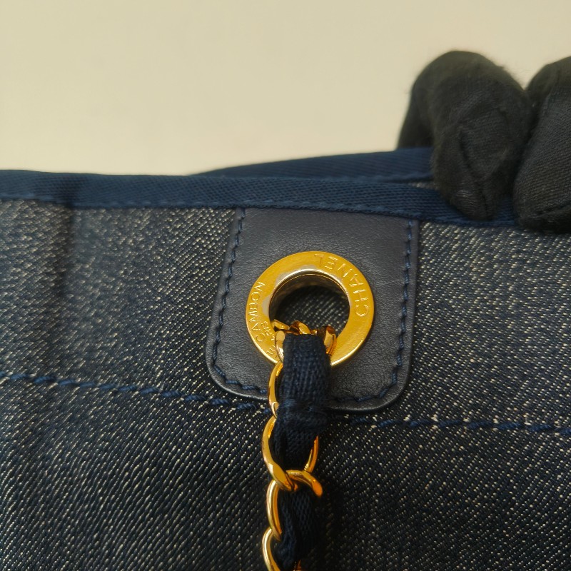 【8成新】㊣✨CHANEL✨（附防塵袋）香奈兒 老香 小香 藍色 牛仔 雷標 中號 沙灘包 托特包 肩背包/二手包/二手精品🌳二手樹屋🌳-19