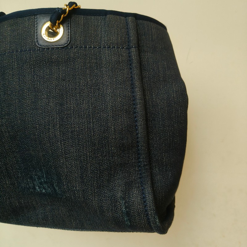 【8成新】㊣✨CHANEL✨（附防塵袋）香奈兒 老香 小香 藍色 牛仔 雷標 中號 沙灘包 托特包 肩背包/二手包/二手精品🌳二手樹屋🌳-24