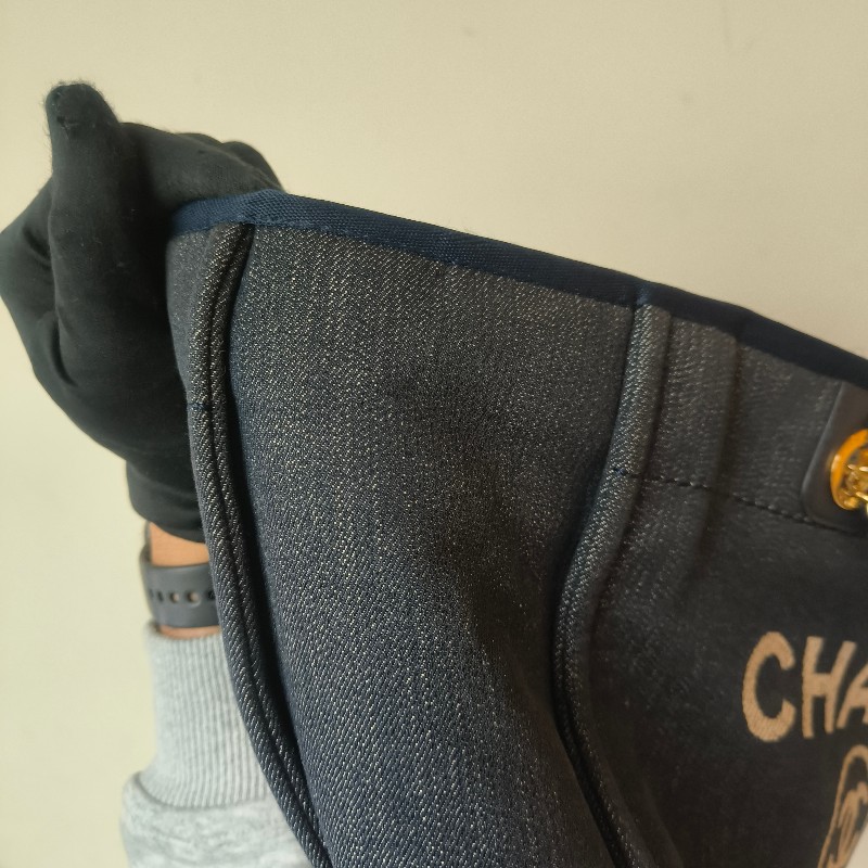 【8成新】㊣✨CHANEL✨（附防塵袋）香奈兒 老香 小香 藍色 牛仔 雷標 中號 沙灘包 托特包 肩背包/二手包/二手精品🌳二手樹屋🌳-26