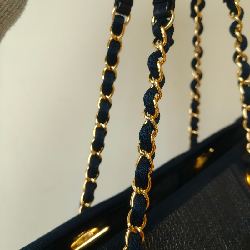 【8成新】㊣✨CHANEL✨（附防塵袋）香奈兒 老香 小香 藍色 牛仔 雷標 中號 沙灘包 托特包 肩背包/二手包/二手精品🌳二手樹屋🌳-35