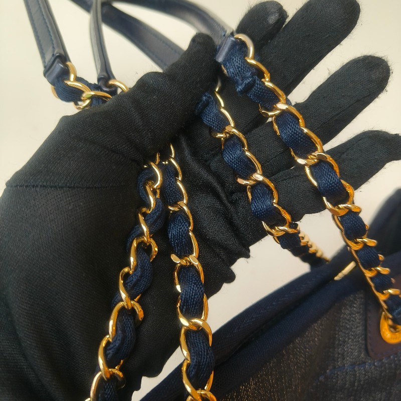 【8成新】㊣✨CHANEL✨（附防塵袋）香奈兒 老香 小香 藍色 牛仔 雷標 中號 沙灘包 托特包 肩背包/二手包/二手精品🌳二手樹屋🌳-36