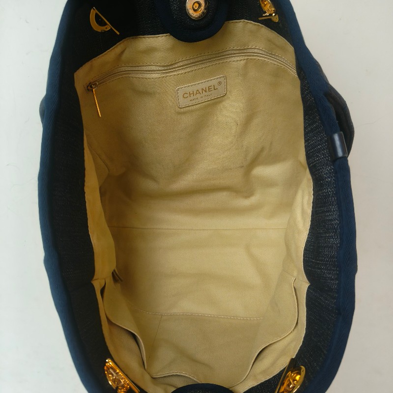 【8成新】㊣✨CHANEL✨（附防塵袋）香奈兒 老香 小香 藍色 牛仔 雷標 中號 沙灘包 托特包 肩背包/二手包/二手精品🌳二手樹屋🌳-37