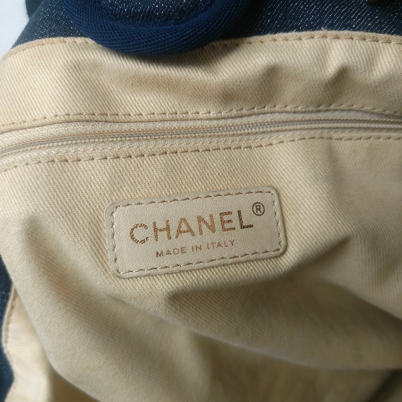 【8成新】㊣✨CHANEL✨（附防塵袋）香奈兒 老香 小香 藍色 牛仔 雷標 中號 沙灘包 托特包 肩背包/二手包/二手精品🌳二手樹屋🌳-46