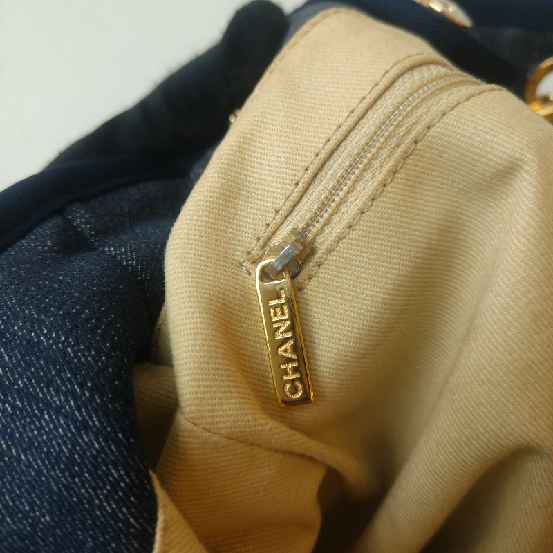 【8成新】㊣✨CHANEL✨（附防塵袋）香奈兒 老香 小香 藍色 牛仔 雷標 中號 沙灘包 托特包 肩背包/二手包/二手精品🌳二手樹屋🌳-47