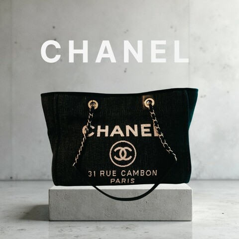 【8成新】㊣✨CHANEL✨（附防塵袋）香奈兒 老香 小香 藍色 牛仔 雷標 中號 沙灘包 托特包 肩背包/二手包/二手精品🌳二手樹屋🌳