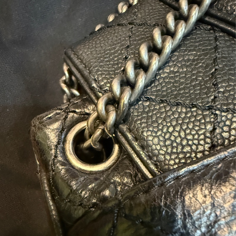 chanel兩用鏈條包/小包/肩背包/斜背包/黑色/日常/油蠟/荔枝/小香/香奈兒-21