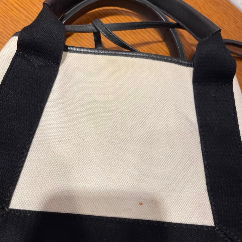 巴黎世家Navy徽標側邊按扣帆布托特包-2