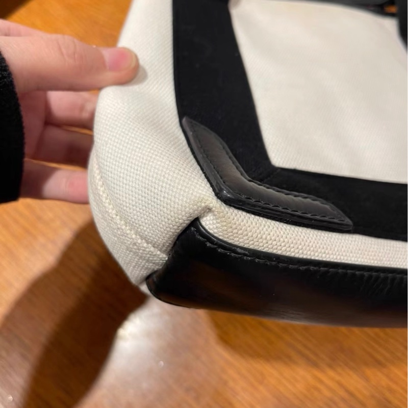 巴黎世家Navy徽標側邊按扣帆布托特包-3