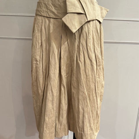 《新歡舊愛》原25000正品MARNI卡其色折皺藝術感半身裙42/M~L