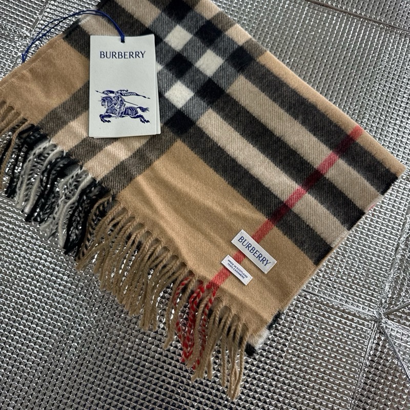 「員購特價」經典全新BURBERRY ［專櫃價19500］羊絨格紋圍巾 博柏利克什米爾圍巾-0