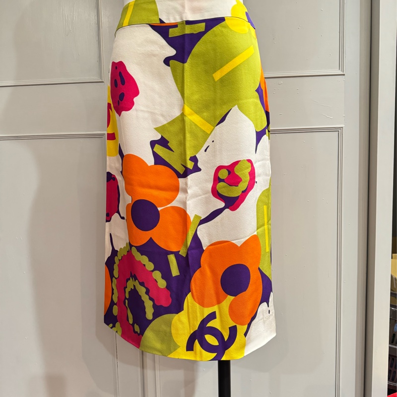 《新歡舊愛》正品CHANEL絲質微A幅半身裙36/S/XS-1