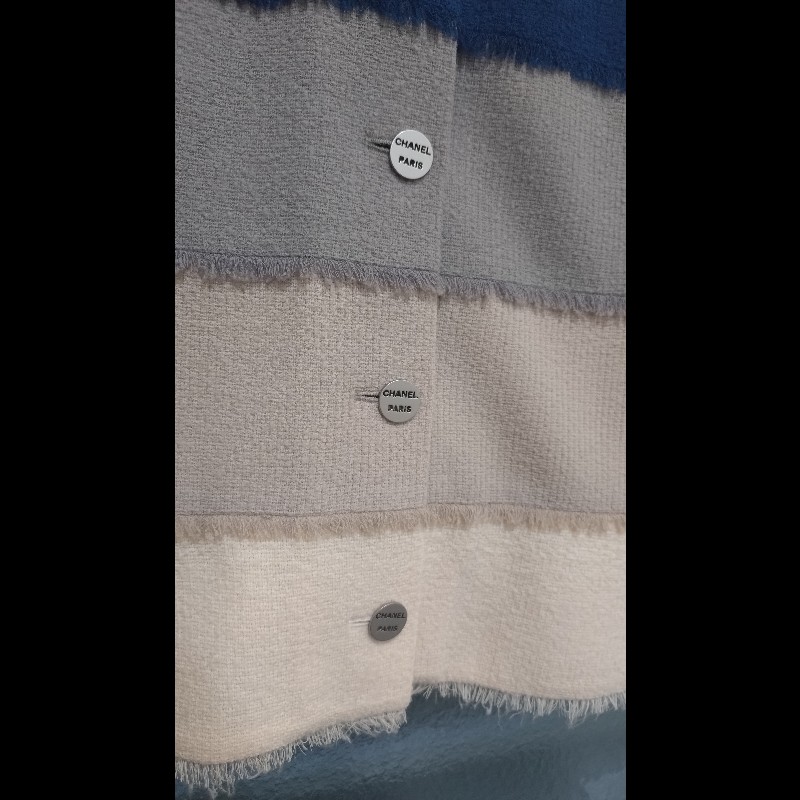 Chanel 米藍灰橫格外套-5