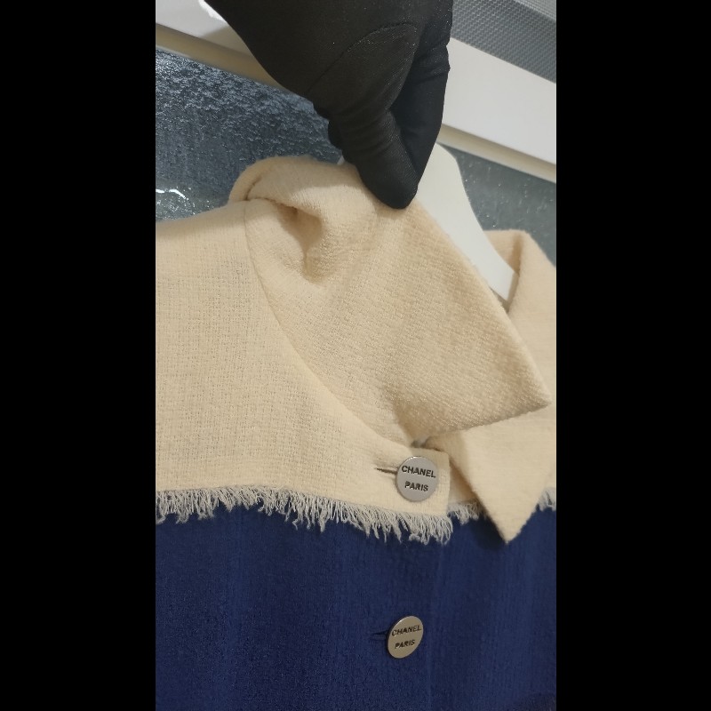 Chanel 米藍灰橫格外套-7