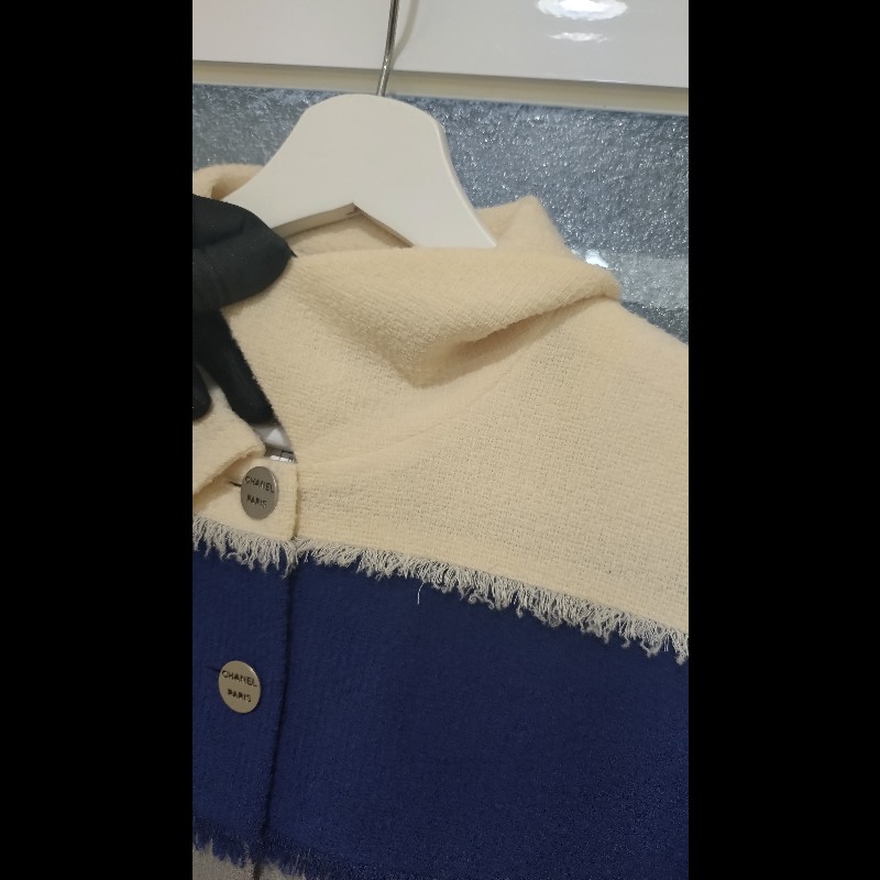 Chanel 米藍灰橫格外套-8