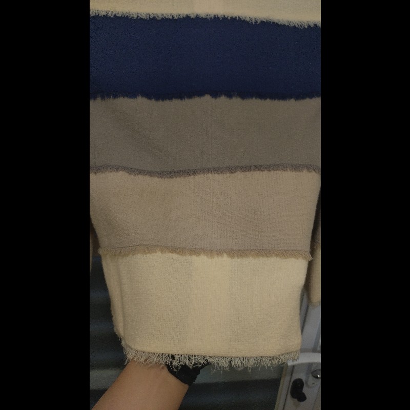 Chanel 米藍灰橫格外套-15