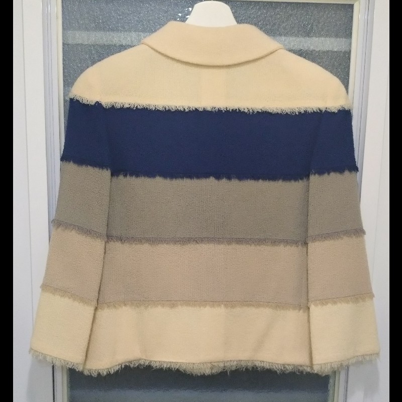 Chanel 米藍灰橫格外套-16