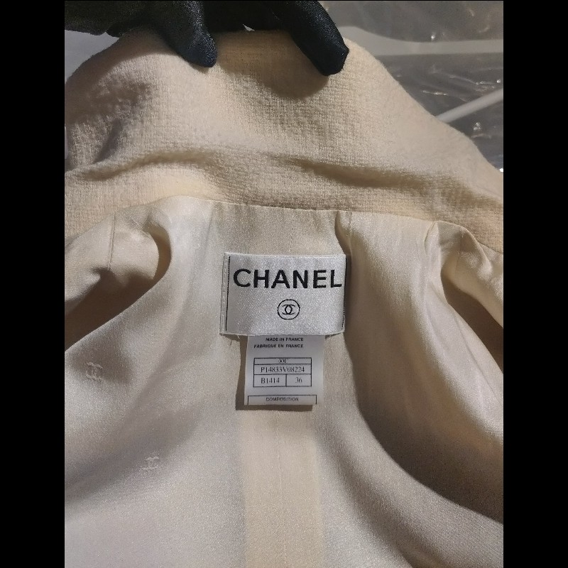 Chanel 米藍灰橫格外套-23