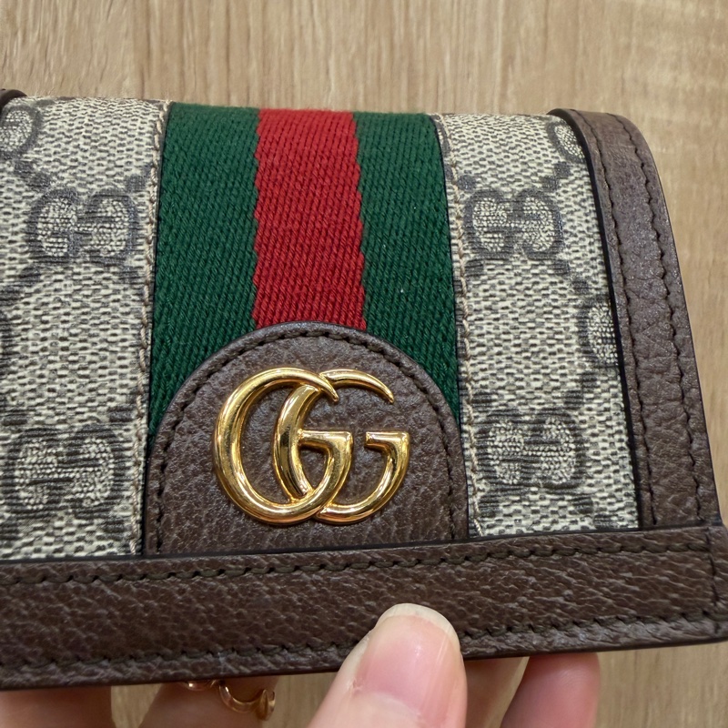 Gucci PVC咖牛皮Ophidia mini短夾-1