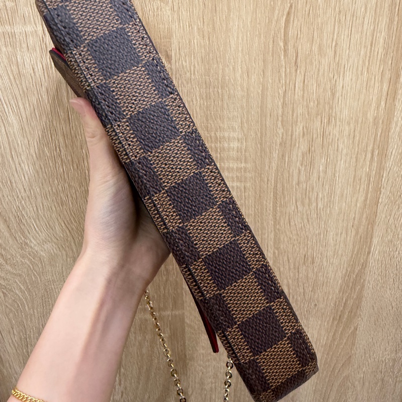 LV 咖格金釦三合一斜背鍊包N40492-8