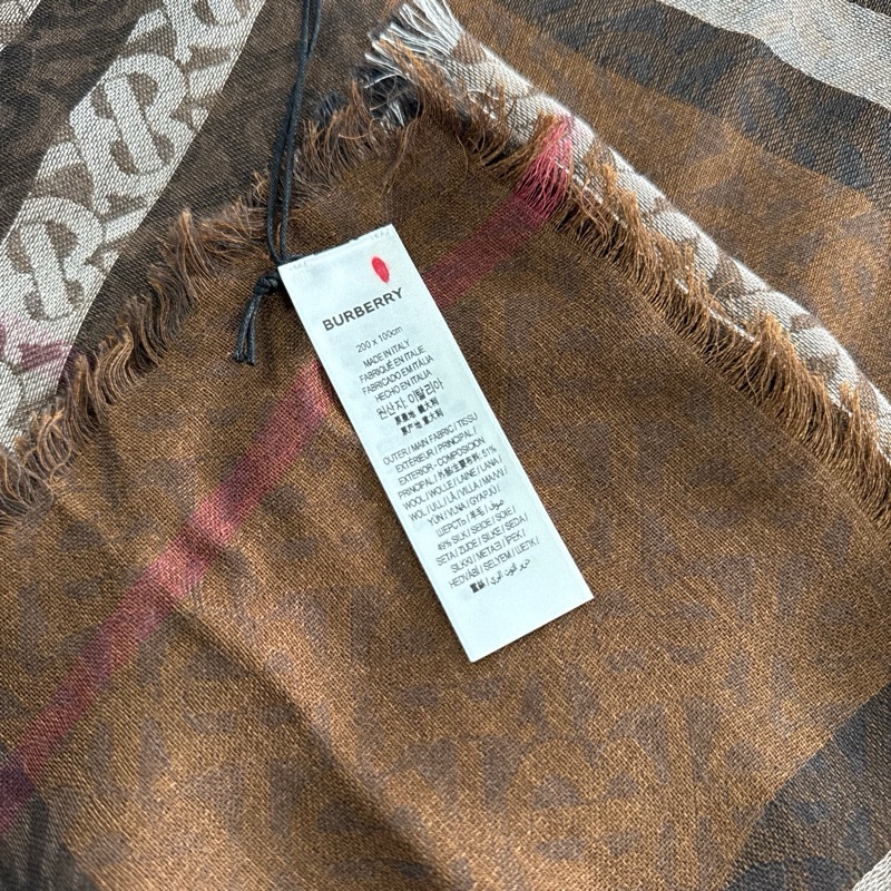 「員購特價」全新BURBERRY ［專櫃價14900］經典格紋羊毛桑蠶絲圍巾-2