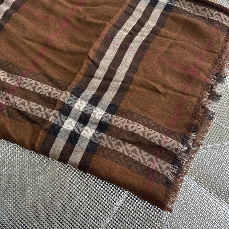 「員購特價」全新BURBERRY ［專櫃價14900］經典格紋羊毛桑蠶絲圍巾-4