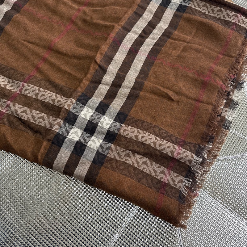 「員購特價」全新BURBERRY ［專櫃價14900］經典格紋羊毛桑蠶絲圍巾-7