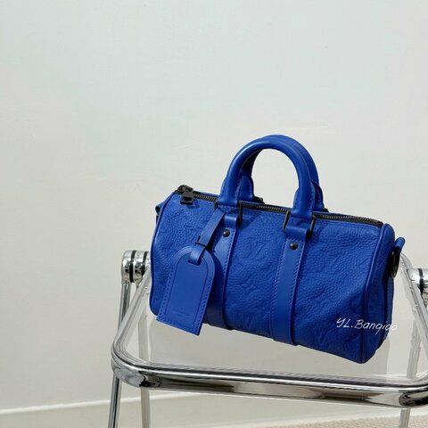 S5240-LV Bandouliere藍色壓花牛皮Keepall25 M23129
