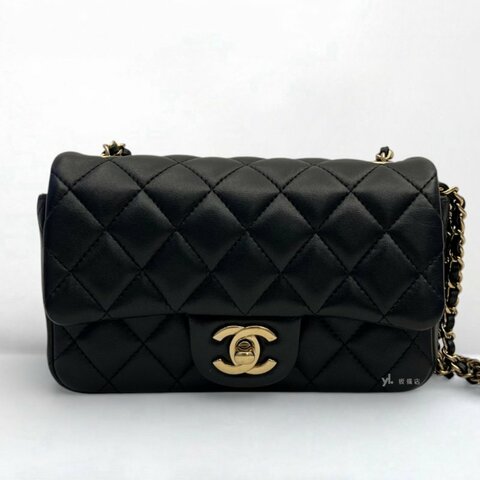 S5241-Chanel包包 黑色羊皮金釦Mini Coco AS5219