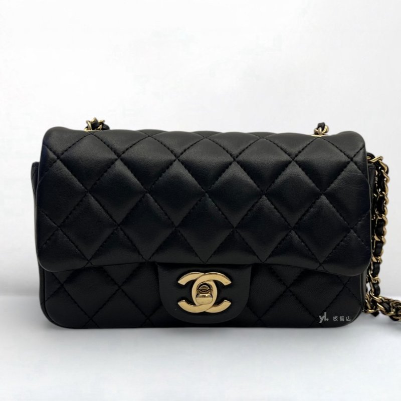 S5241-Chanel包包 黑色羊皮金釦Mini Coco AS5219-0