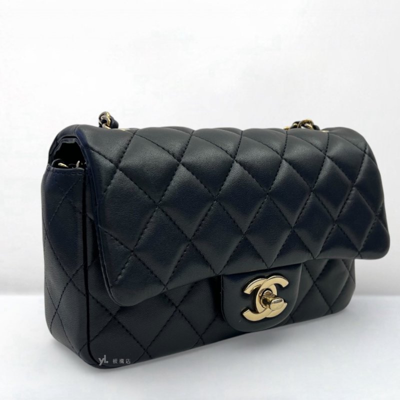 S5241-Chanel包包 黑色羊皮金釦Mini Coco AS5219-1