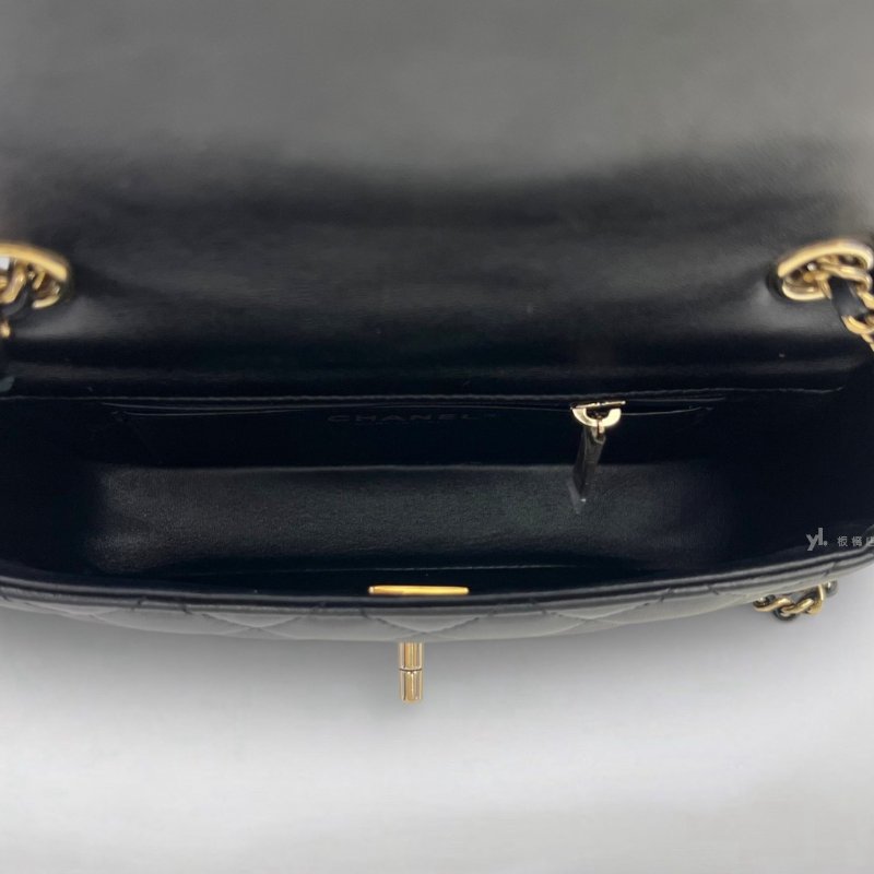 S5241-Chanel包包 黑色羊皮金釦Mini Coco AS5219-5