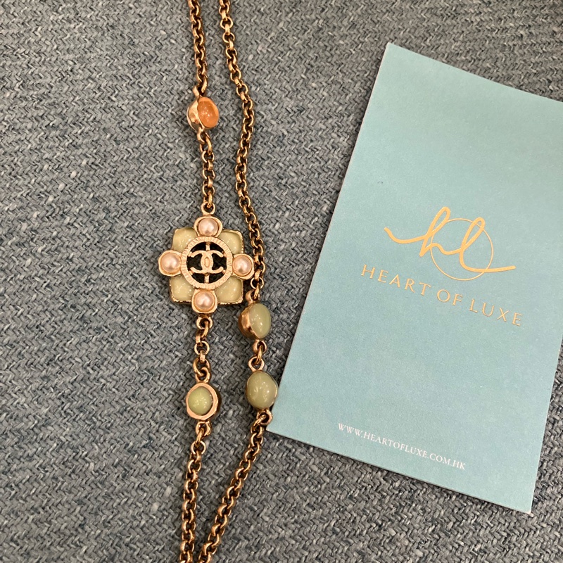 TK1929 香奈兒 花花珍珠 長頸鏈 CC logo And Flower Long Pearl Necklace Pearl x GHW-14