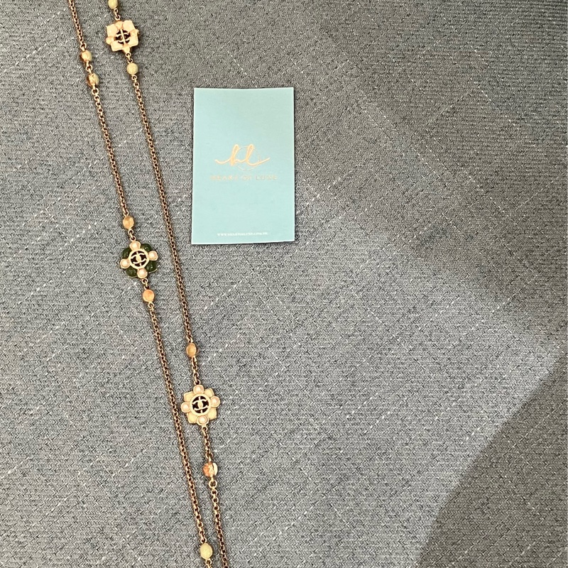 TK1929 香奈兒 花花珍珠 長頸鏈 CC logo And Flower Long Pearl Necklace Pearl x GHW-17