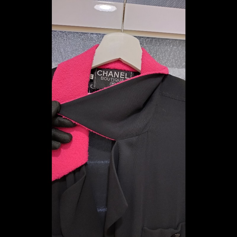 Chanel 紅領黑色薄外套-11