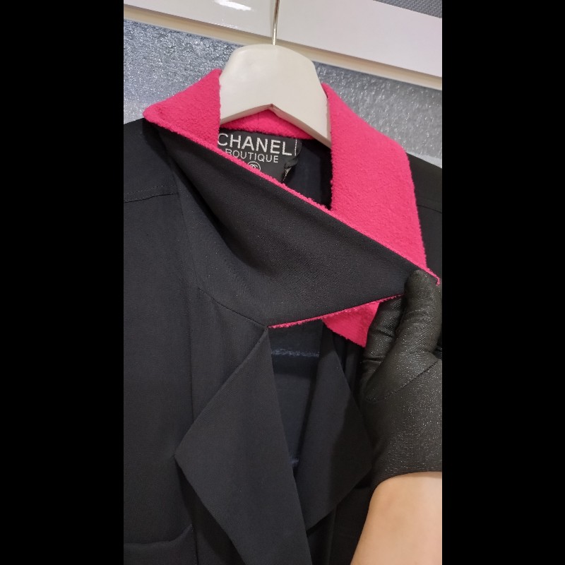 Chanel 紅領黑色薄外套-13