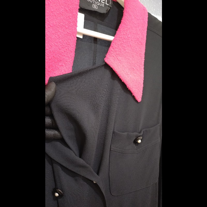 Chanel 紅領黑色薄外套-20