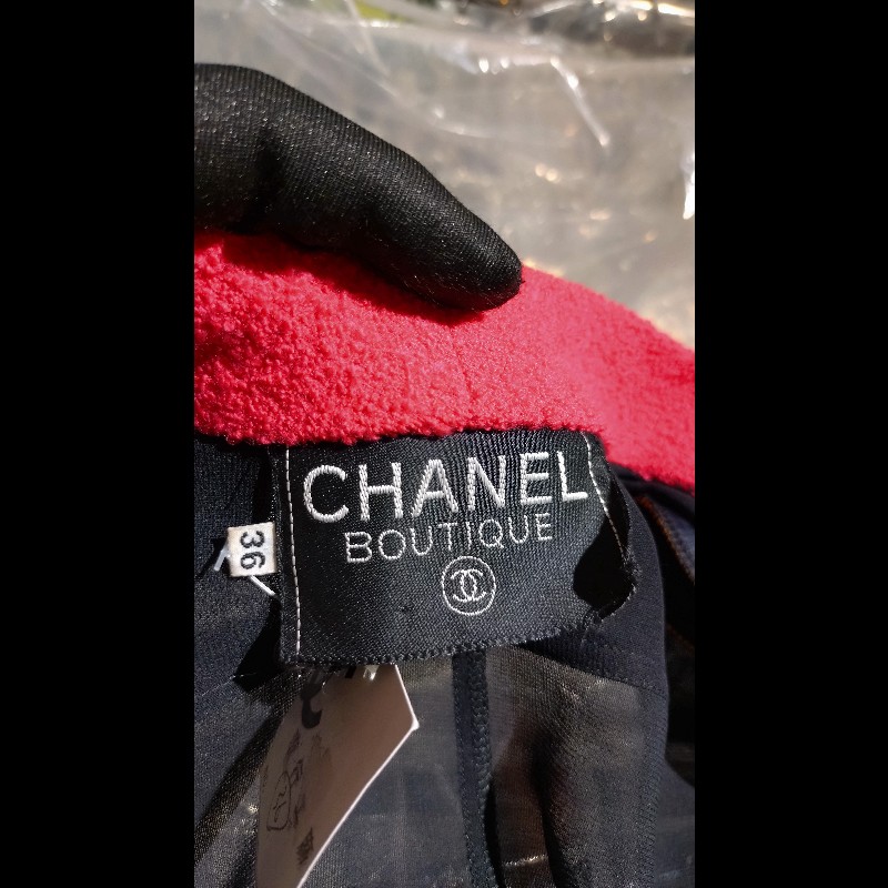 Chanel 紅領黑色薄外套-27